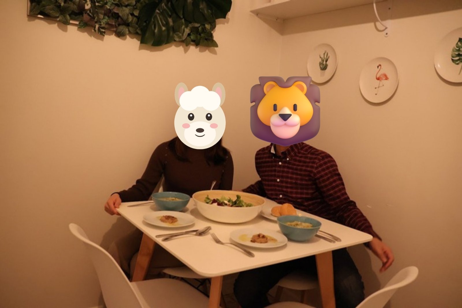 ランスのアパートメントでの夕食